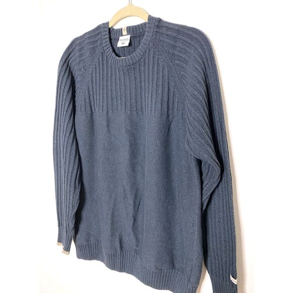 Columbia Green Ribbed Knit Sweater Mens Long Sleeve Pullover, 100% Cotton Sz XL - Picture 3 of 10